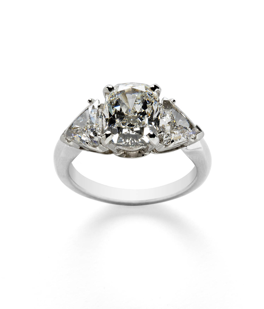 Diamond cushion engagement ring
