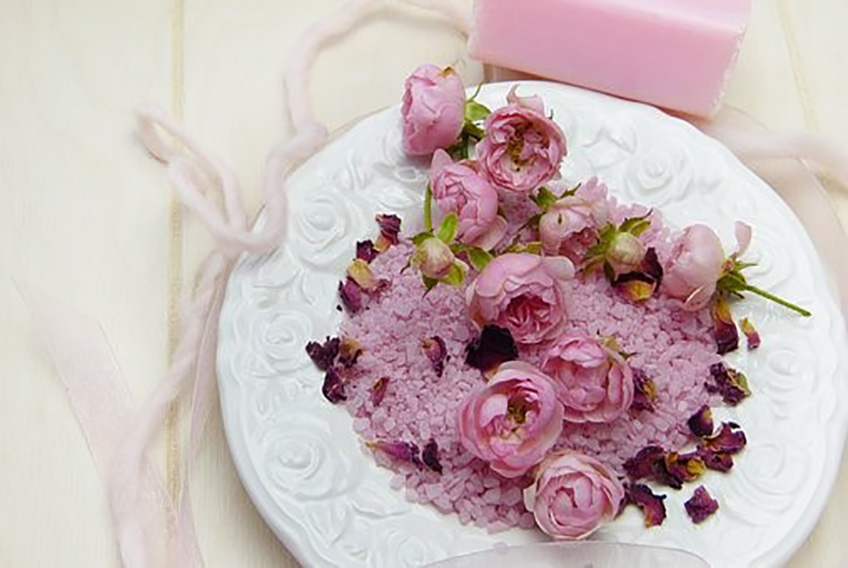 pink flowers skincare