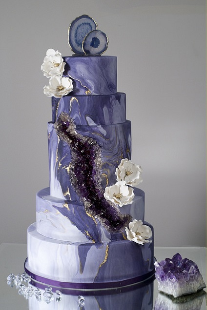 Ultra Violet geode wedding cake
